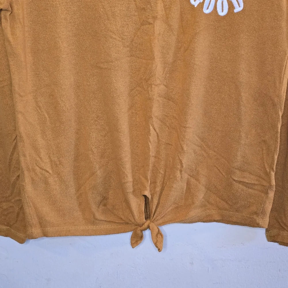 Old Navy Long Sleeve Graphic Tie Front Tee Girls Size XL Pumpkin Spice Cropped